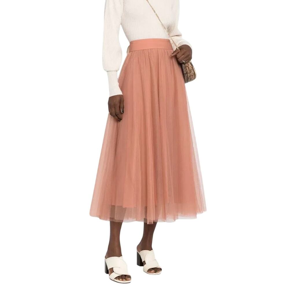Zimmerman NWT Lipstick Dark Pink Tulle Midi Skirt MSRP $595 8 M